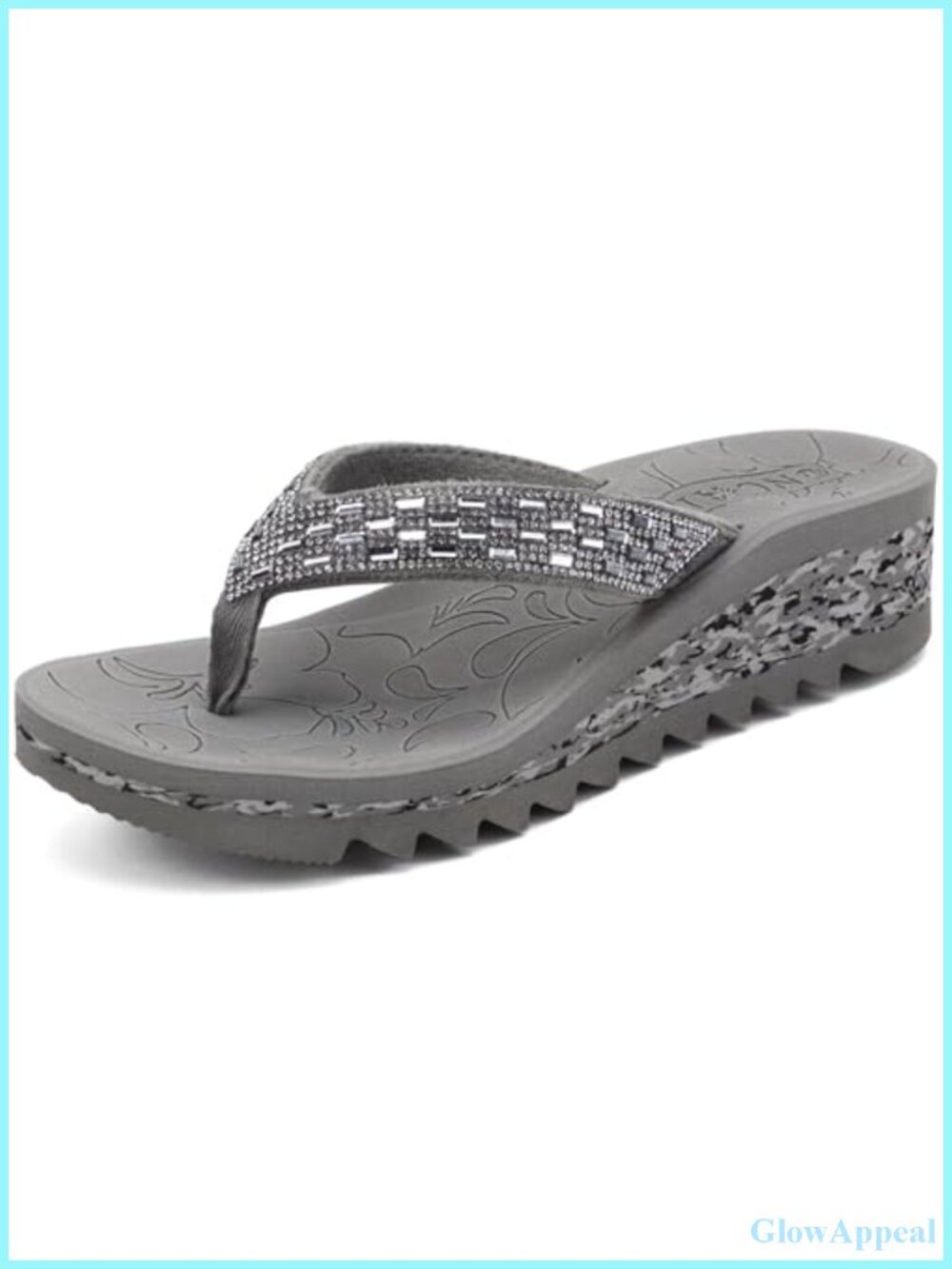 ONCAI Women's Wedge Flip Flops with Rhinestone，Recovery Dressy Walking Sandals